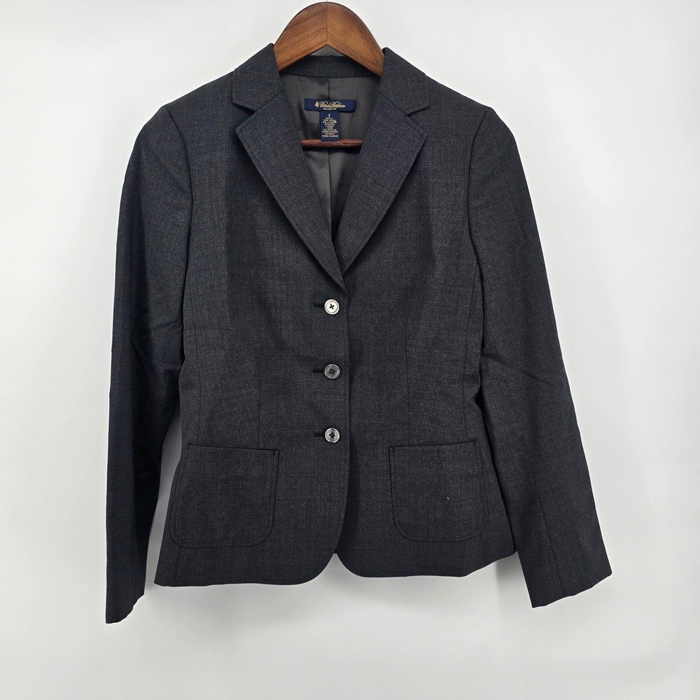 Brooks Brothers Milano Fit Blazer Charcoal Gray Wool Blend 3-Button Jacket Sz 2